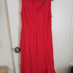 Time and Tru Vibrant Red Midi Dress